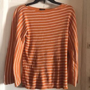 Ann Taylor mustard and white stripe shirt